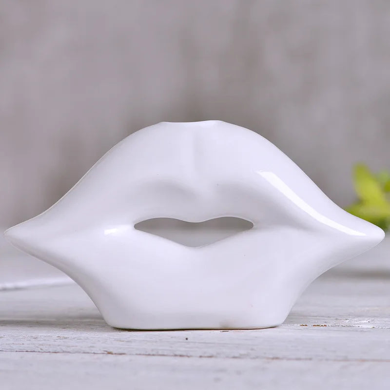 Red Lips Ceramic Vase