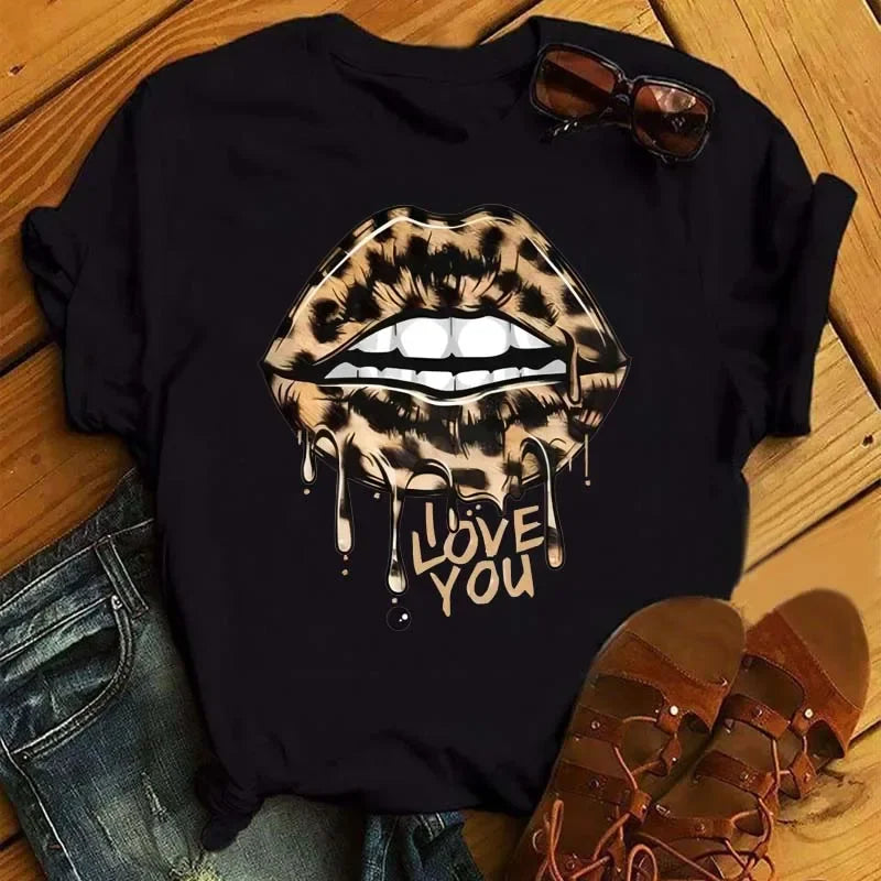 Leopard Lips Graphic T-Shirt