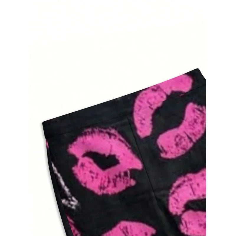 Pink Lips Flare Pants