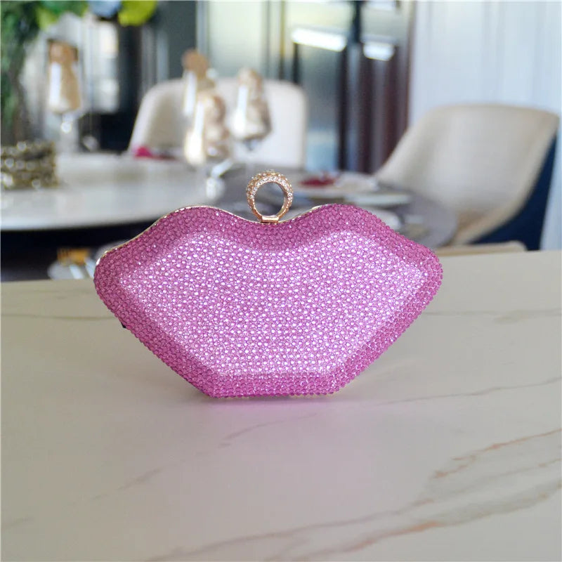 Rhinestone Lips Evening Bag