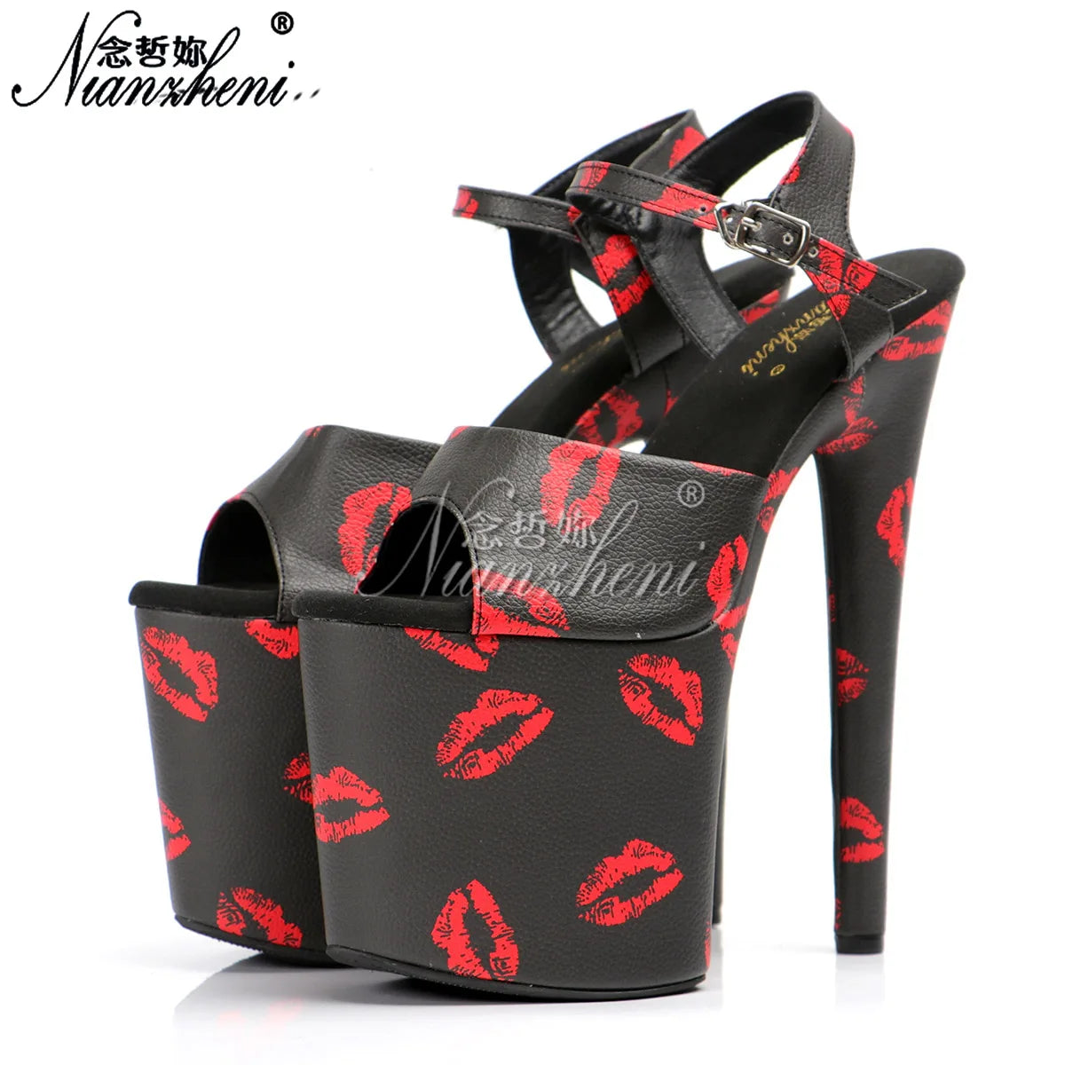 Lip Print Platform Heels