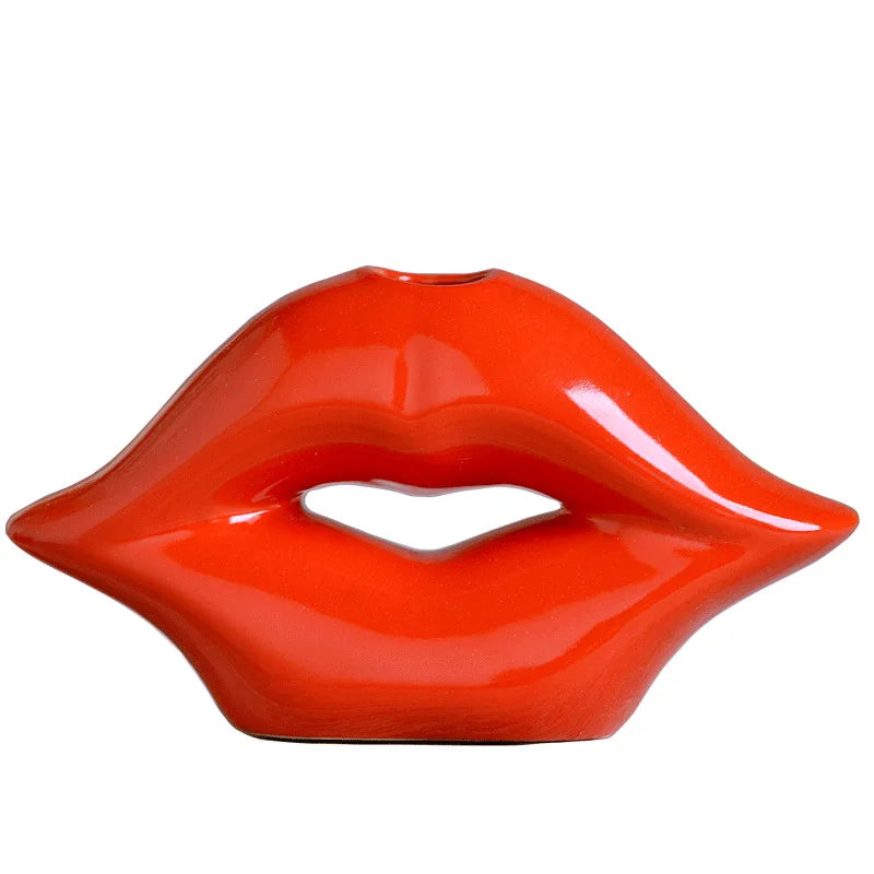 Red Lips Ceramic Vase