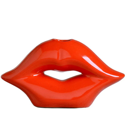 Red Lips Ceramic Vase