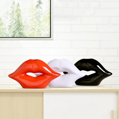 Red Lips Ceramic Vase