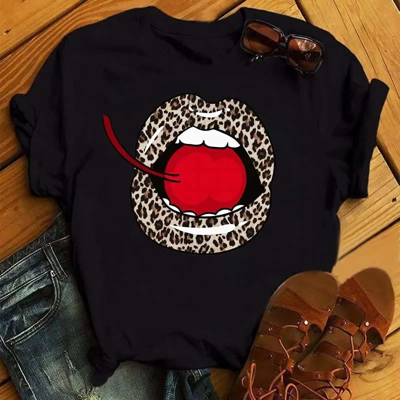 Leopard Lips Graphic T-Shirt