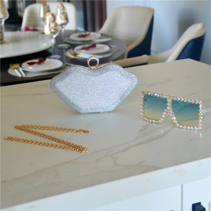 Rhinestone Lips Evening Bag